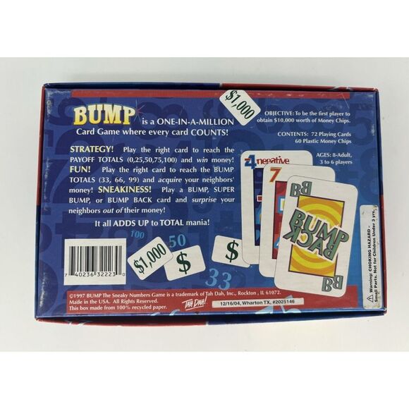 BUMP The Sneaky Numbers Game Tah Dah! 1997 Family Card Game - Picture 2 of 3
